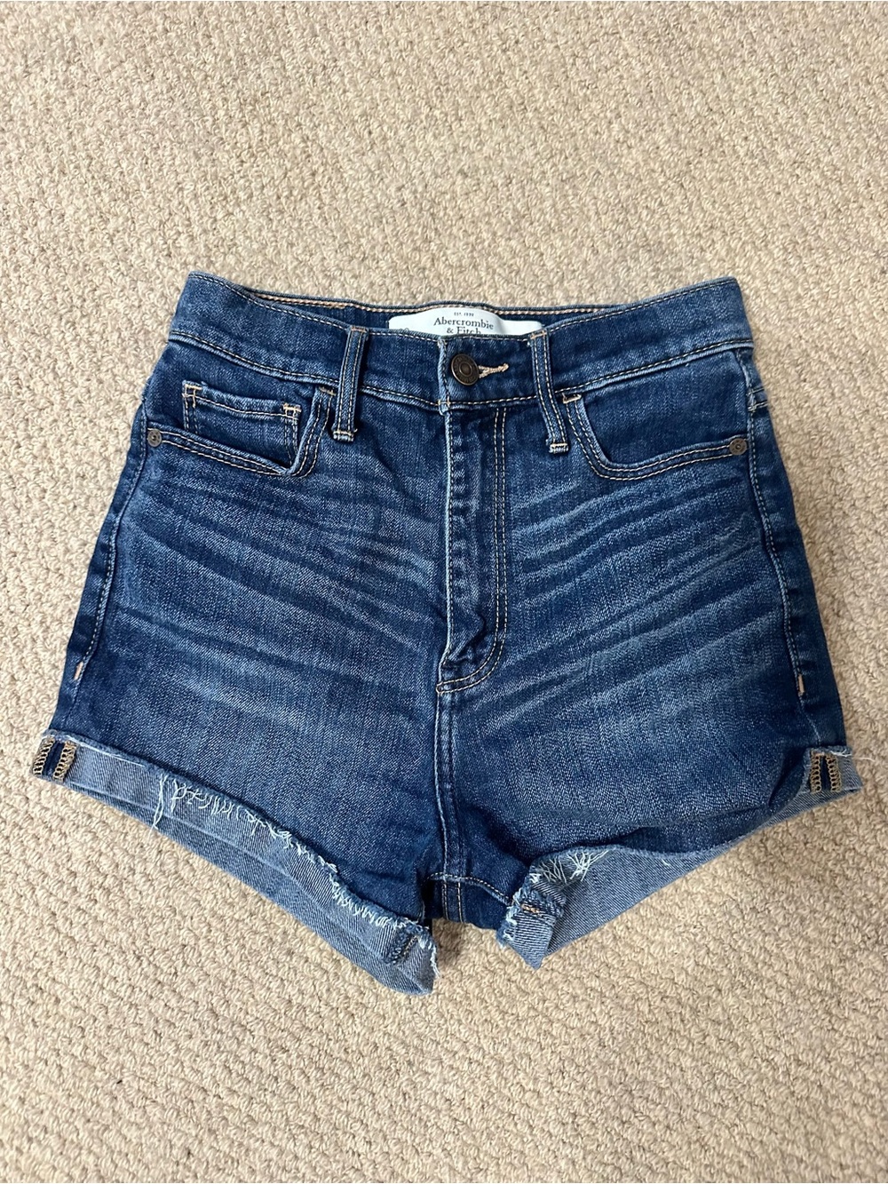 Abercrombie Dark Wash Denim Jean High-Rise Women’s Shorts 00